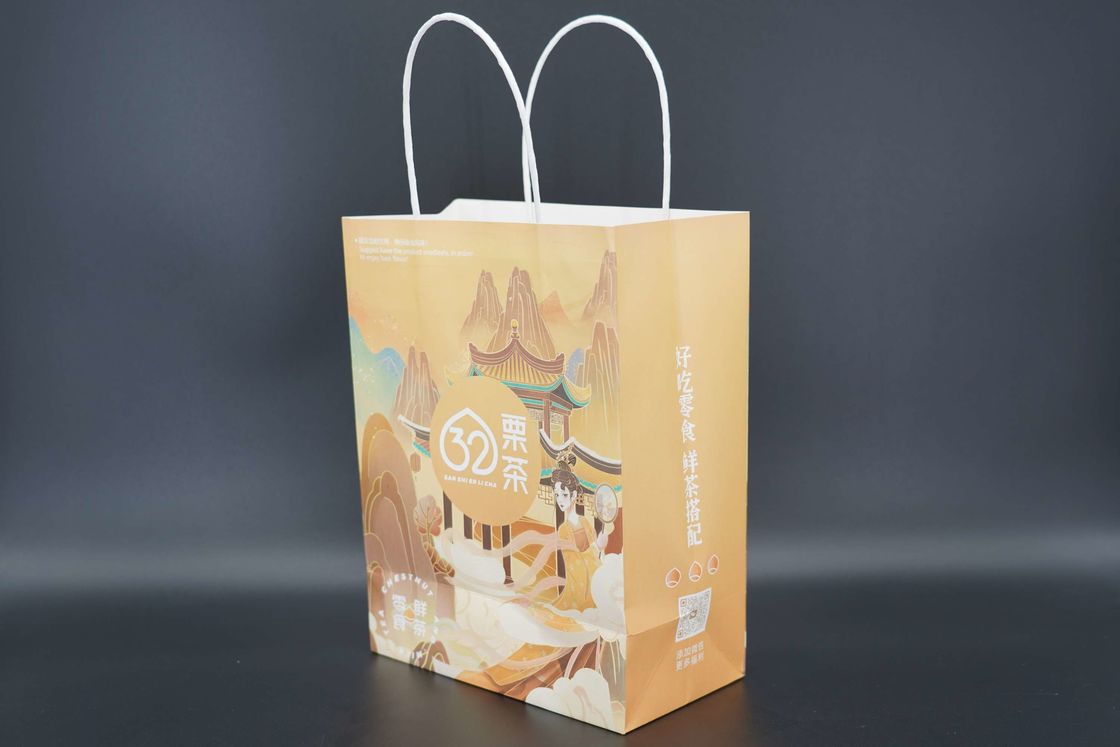 Custom Printed Greaseproof Paper Bags Recycled Paper Bags With Handles