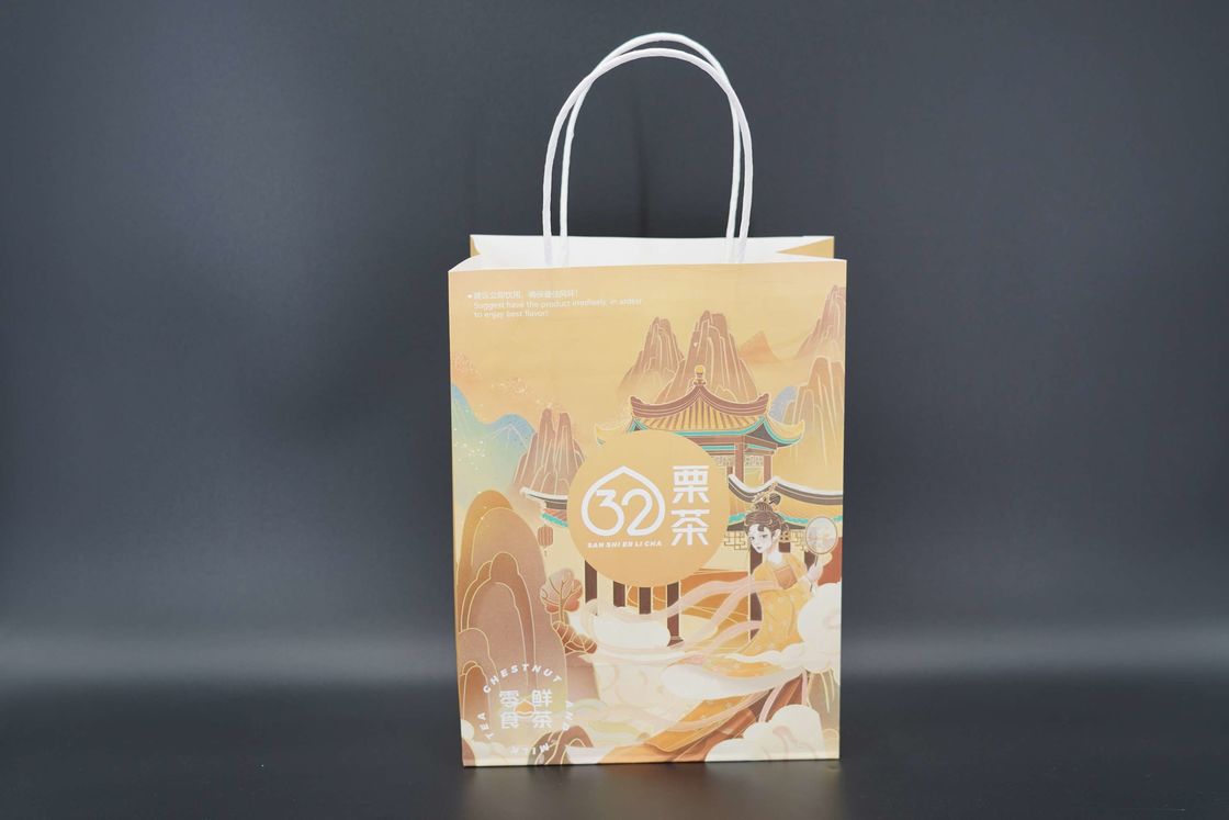 Custom Printed Greaseproof Paper Bags Recycled Paper Bags With Handles