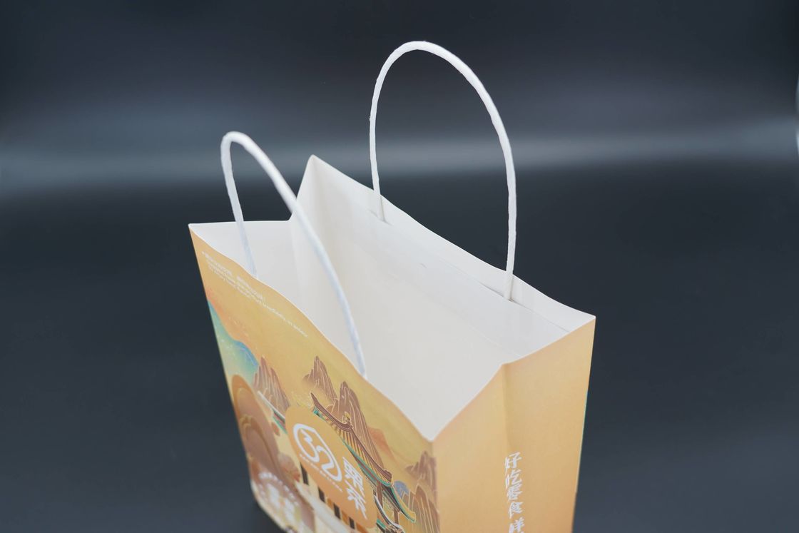 Custom Printed Greaseproof Paper Bags Recycled Paper Bags With Handles