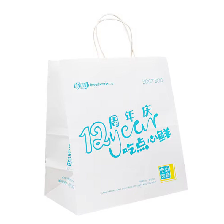 Custom White Paper Bag China Kraft Restaurant Personalized Carry Design Delivery Black Green