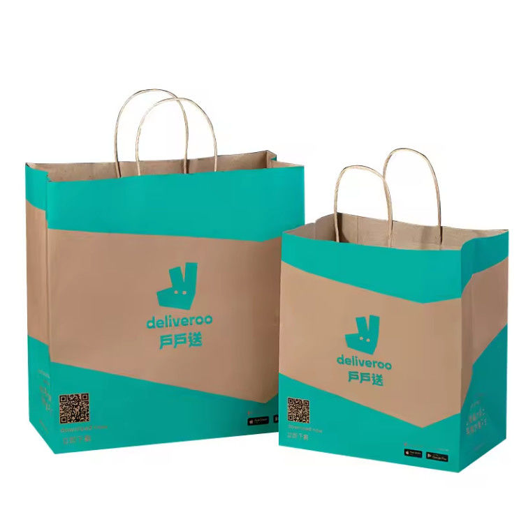 Custom White Paper Bag China Kraft Restaurant Personalized Carry Design Delivery Black Green