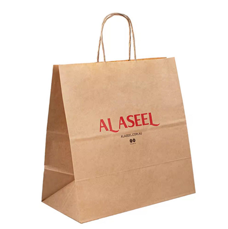 Custom White Paper Bag China Kraft Restaurant Personalized Carry Design Delivery Black Green