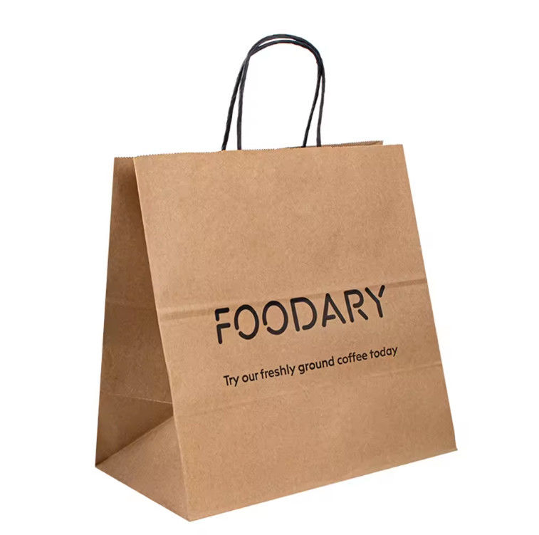 Custom White Paper Bag China Kraft Restaurant Personalized Carry Design Delivery Black Green